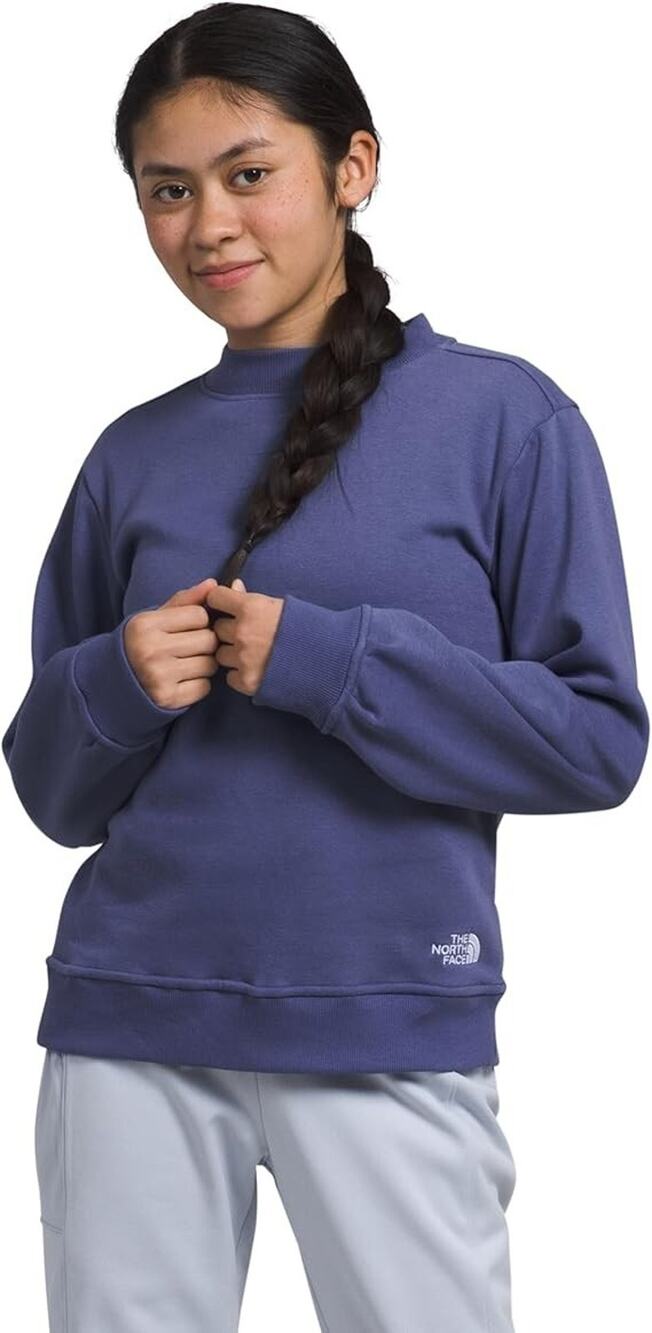 THE NORTH FACE Girls' Camp Fleece Slouchy Crew, Cave Blue, Medium
